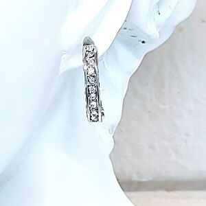 CUBIC ZIRCONIA SPARKLE HOOP STAINLESS STEEL EARRINGS